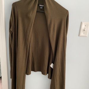 DKNY Shawl/Sweater olive green. New with tags
